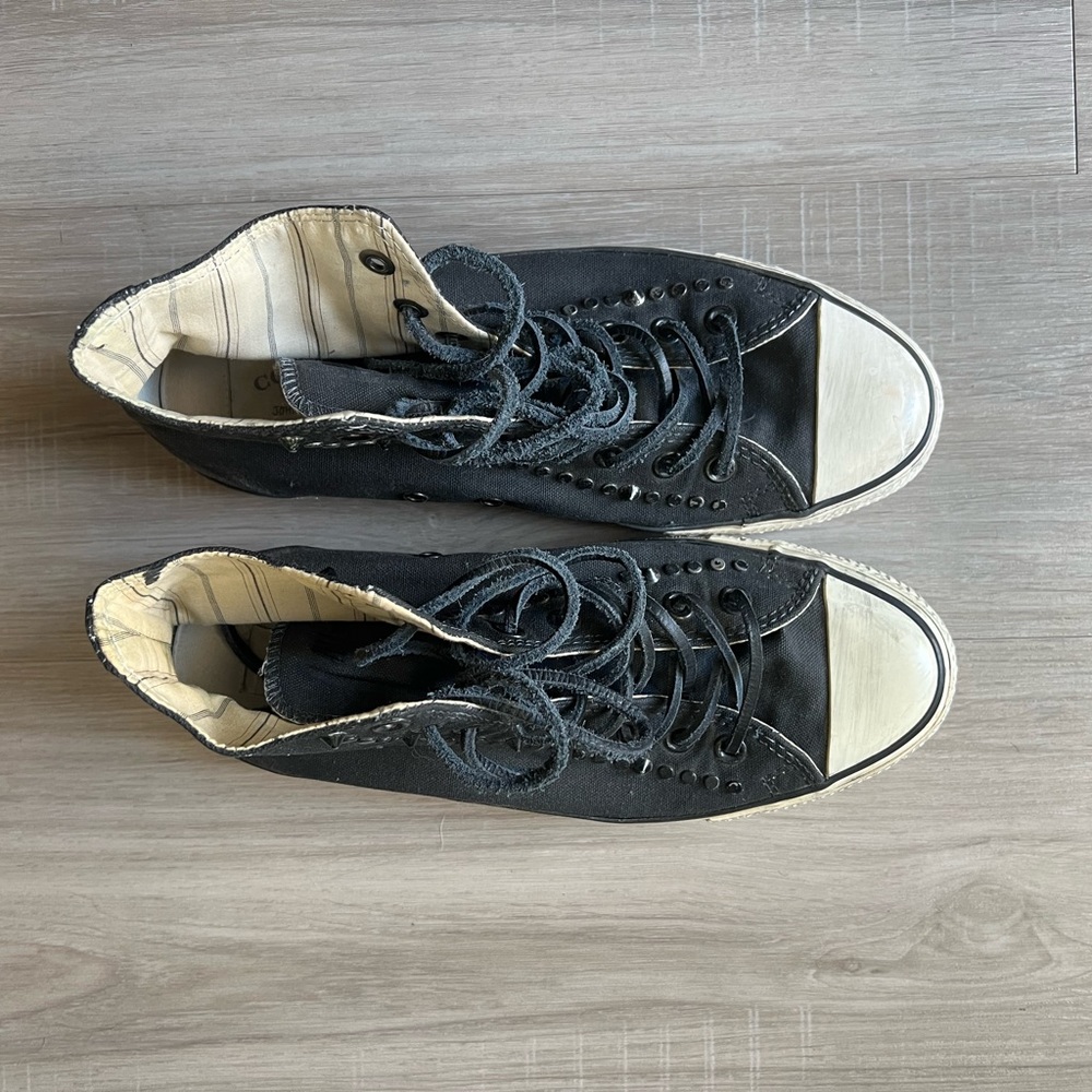 Converse distressed navy, spiked sneakers. Size 8.5.